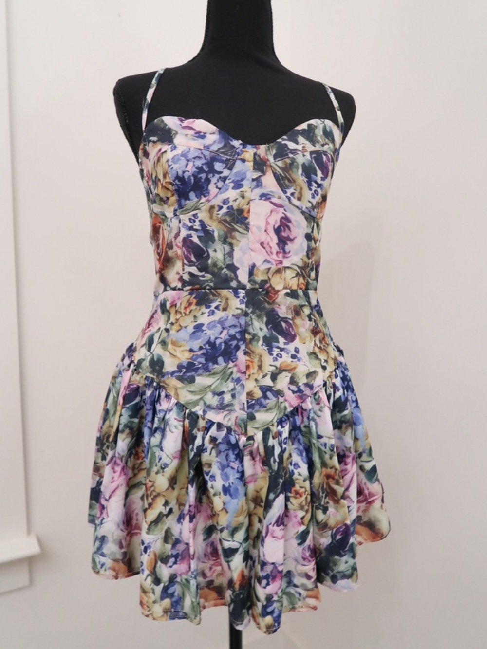 Floral Sweetheart Neckline Mini Romper Dress - Multicolor Floral